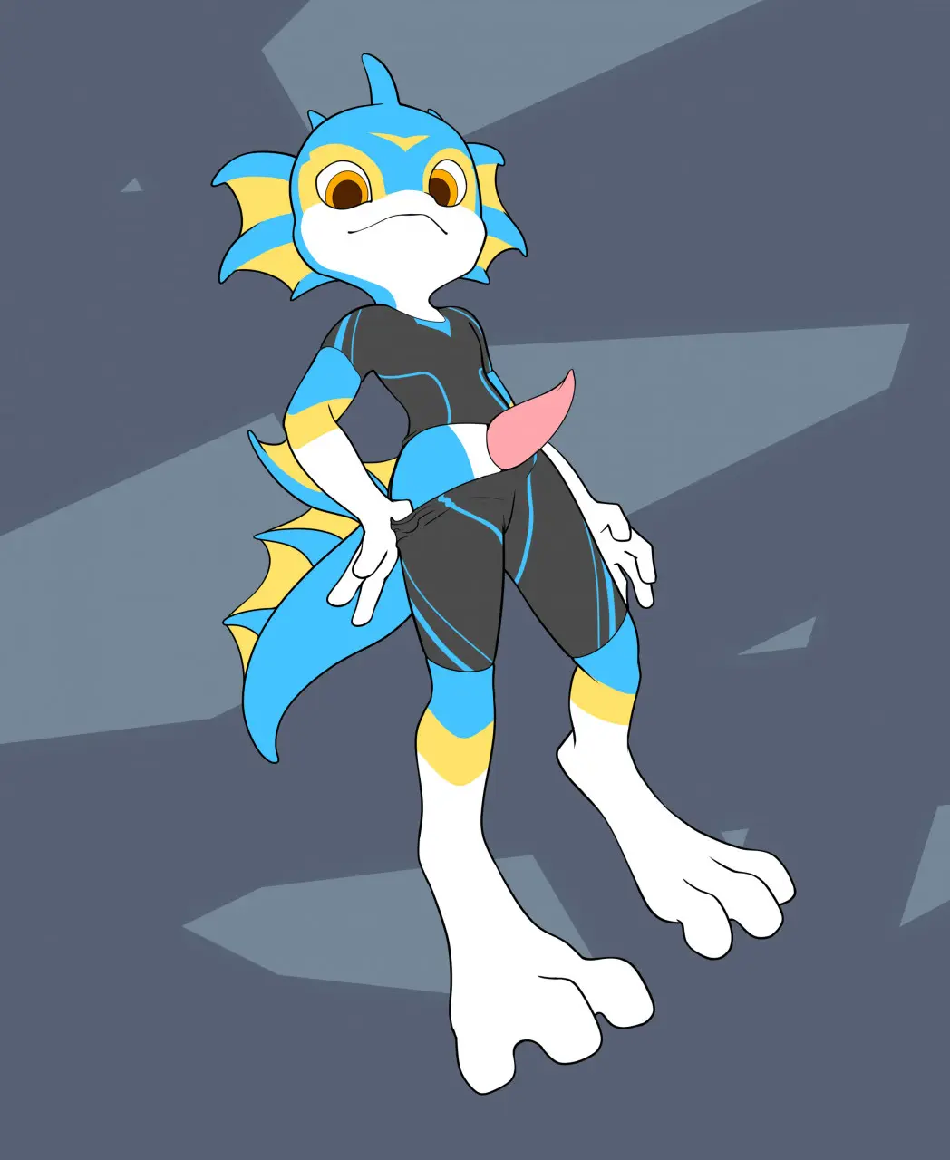 Image clothing,hi_res,solo,male,penis,tail,male_only,anthro,mythology,genitals,blue_body,fin,marine,scalie,swimwear,animal_genitalia,markings,mythological_creature,dragon,mythological_scalie,gloves_(marking),blue_tail,aquatic_dragon,head_fin,fishy_fizz