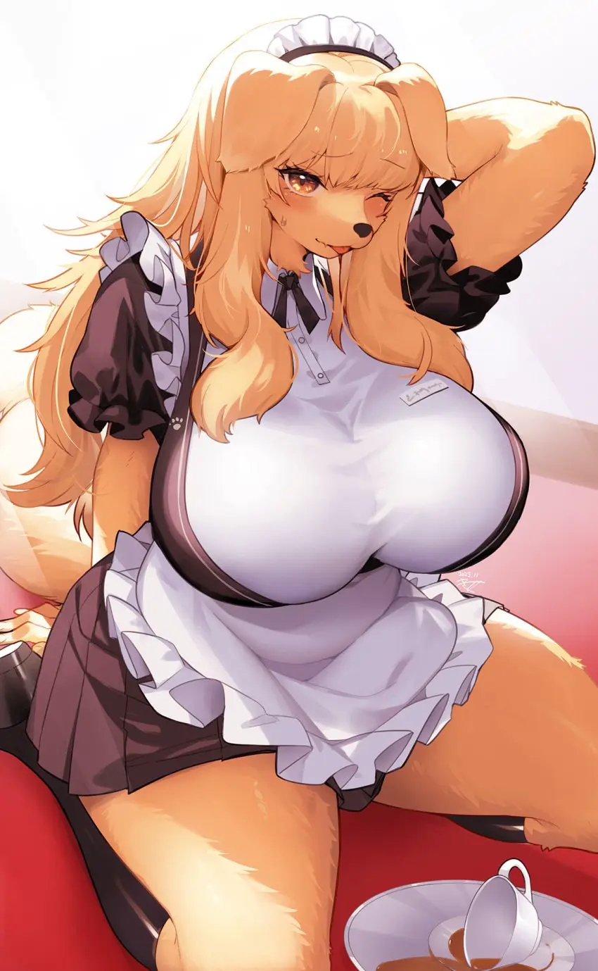 Image 1girls,big_breasts,blush,breasts,clothed,female,female_only,large_breasts,long_hair,looking_at_viewer,simple_background,solo,sweat,tail,tongue_out,background,furry,tongue,colored,female_focus,thick_thighs,thighs,voluptuous,humanoid,orange_eyes,headwear,hips,belly,clothed_female,clothes,color,ear,eyelashes,eyes,neck,shiny,shiny_hair,solo_focus,hair,anthro,furry_female,2d,blonde_hair,one_eye_closed,voluptuous_female,original_character,curvy,curvy_body,curvy_female,curvy_figure,socks,pov,pov_eye_contact,maid,maid_outfit,maid_uniform,skirt,canid,canine,fur,mammal,snout,yellow_body,yellow_fur,dog_ears,dog_girl,maid_headdress,2d_(artwork),blushing_at_viewer,apron,canine_humanoid,oc,sweating,blonde_hair_female,2024,anthrofied,blonde_female,furry_only,yellow_hair,furry_ears,2020s,4_fingers,anthro_female,anthro_focus,anthro_only,big_hips,female_anthro,fingers,first_person_perspective,first_person_view,no_humans,non-human,mammal_humanoid,fluffy,fluffy_tail,nails,fingernails,furry_tail,long_hair_female,fluffy_hair,canid_humanoid,dog_tail,cup,ears_down,textless,shiny_breasts,2024s,maid_apron,plate,shiny_clothes,eyes_open,fluffy_ears,golden_retriever,nail,no_dialogue,no_text,clumsy,kishibe