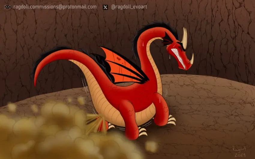Image cave,commission,1animal,dragon,feral,cartoon,fart,fart_cloud,fart_fetish,farting,commission_art,eproctophillia,samurai_jack,ragdoll_exoart(artist)
