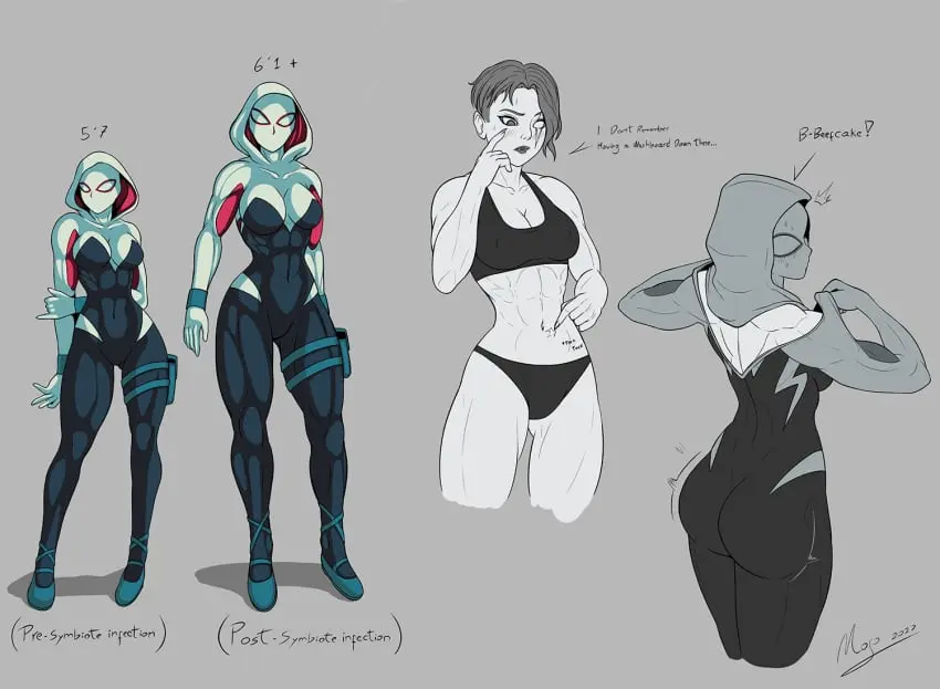 Image 1girls,big_breasts,breasts,female,female_only,human,human_only,light-skinned_female,light_skin,navel,short_hair,sweat,bra,panties,ass,big_ass,athletic,muscular,belly_button,size_difference,fit,fit_female,dialogue,asymmetrical_hair,nipples_visible_through_clothing,abs,hood,scar,athletic_female,muscular_female,muscles,marvel,marvel_comics,superheroine,mask,clawed_fingers,muscular_arms,muscular_back,muscular_legs,muscular_thighs,spider-man_(series),thigh_holster,six_pack,masked_female,superhero_costume,dat_ass,superhero,masked,size_comparison,gwen_stacy,spider-gwen,gwen_stacy_(spider-verse),spider-man:_across_the_spider-verse,comparison,abs_visible_through_clothing,calf_muscles,tacticoolmofo