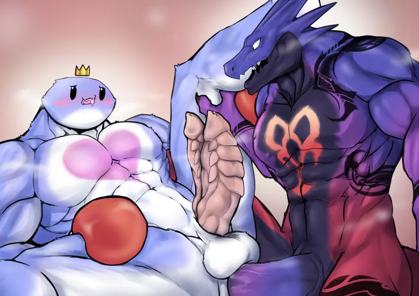 Image hi_res,male,duo,humanoid,male/male,anthro,absurd_res,non-human,dragon,toony_face,non-human_only,77crabbary77