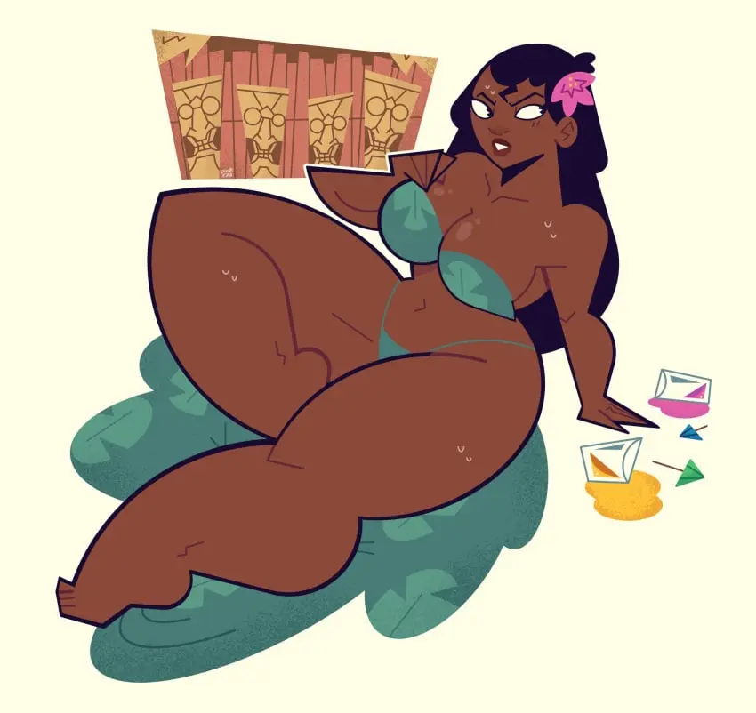 Image big_breasts,breasts,female,long_hair,black_hair,bikini,big_ass,disney,thick_thighs,thighs,voluptuous,thick_ass,wet,curvy,dark-skinned_female,bikini_top,big_thighs,bikini_bottom,lilo_and_stitch,nani_pelekai,goodbyellow