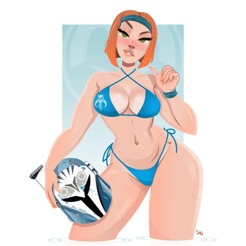 Image 1girls,big_breasts,blush,breasts,clothed,clothing,female,female_only,hi_res,human,human_only,large_breasts,light-skinned_female,light_skin,looking_at_viewer,solo,standing,short_hair,red_hair,bikini,thighs,wide_hips,water,standing_in_water,cleavage,clothed_female,orange_hair,solo_female,hair,2d,swimsuit,nail_polish,absurd_res,holding_object,2d_(artwork),high_resolution,2024,front_view,star_wars,helmet,blue_clothing,short_hair_female,in_water,warrior,bo-katan_kryze,clone_wars,mandalorian,very_high_resolution,white_border,pointing_at_self,holding_headgear,helmet_removed,nightlyneu,åose,mandalorian_insignia