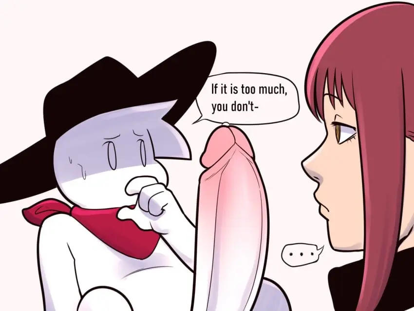 Image 1girls,female,hi_res,highres,light-skinned_female,light_skin,simple_background,white_background,1boy,bangs,male,penis,sidelocks,straight,yellow_eyes,red_hair,big_penis,erection,male/female,size_difference,text,tagme,original,original_character,bigger_female,oral_sex,grey_body,dialogue,english_text,high_resolution,oc,large_penis,smaller_male,speech_bubble,throbbing_penis,meme,larger_female,chainsaw_man,...,makima_(chainsaw_man),imminent_sex,imminent_oral,spiral_eyes,imminent_fellatio,shorter_male,if_it's_too_much_you_don't_(meme),golde_(golde),goldeneyensfw