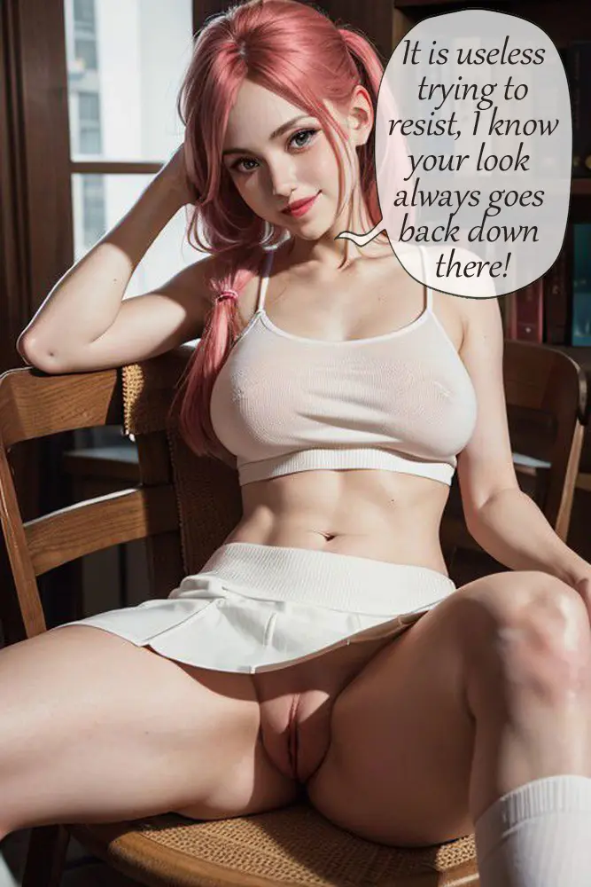 Image big_breasts,breasts,female,looking_at_viewer,pussy,red_hair,shaved_pussy,vagina,ai_generated,spread_legs,white_shirt,bottomless,english_text,nipples_visible_through_clothing,speech_bubble,see-through_clothing,talking_to_viewer,seductive_pose,sitting_on_chair,upskirt,visible_pussy,caption,white_socks,embarrassed_nude_female,funny,puffy_pussy,anipit,captions,looser