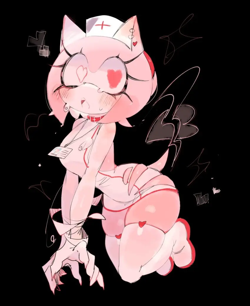 Image 1girls,big_breasts,blush,breasts,female,female_only,solo,heart-shaped_pupils,tail,thighhighs,big_ass,thick_thighs,solo_female,black_background,sweating,amy_rose,sega,sonic_(series),sonic_the_hedgehog_(series),goth,pink_skin,horny,seductive_pose,heart_eyes,ripped_clothing,nurse,usa37107692,hollow_eyes