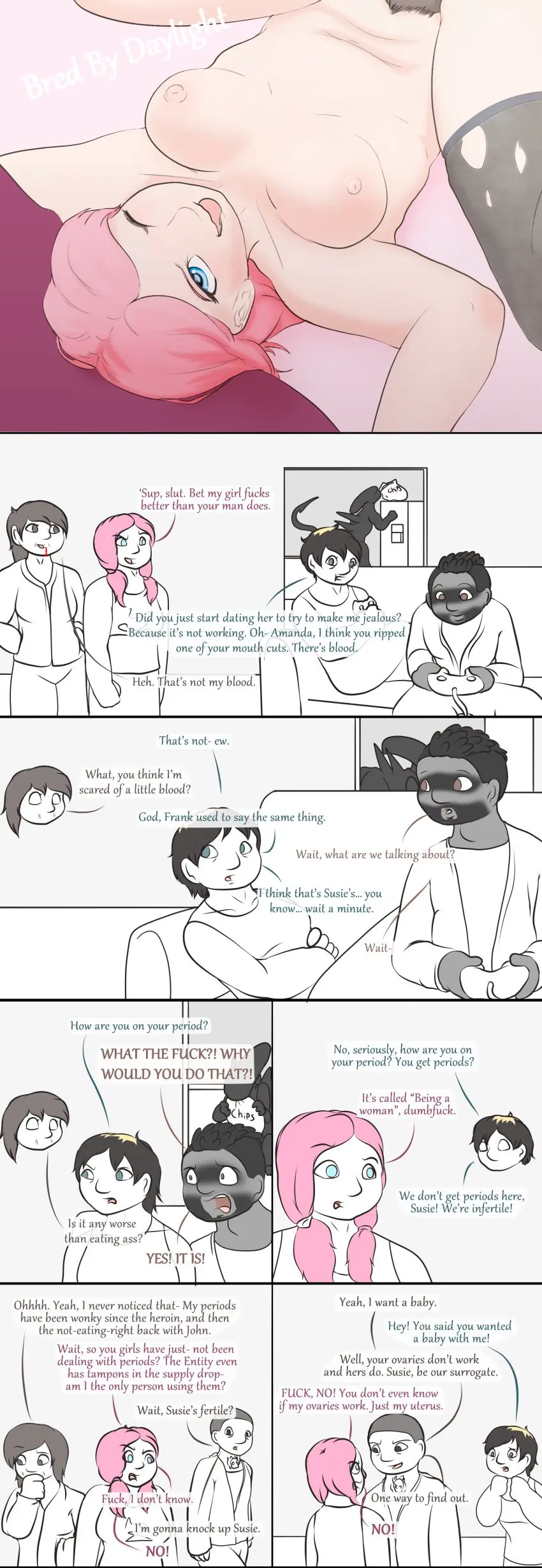 Image breasts,breasts_out,female,male,nude,oral,thighhighs,2boys,male/female,pink_hair,nude_female,text,naked,ahe_gao,stockings,looking_pleasured,pubic_hair,comic,oral_sex,dialogue,yuri,cunnilingus,3girls,lesbian_sex,pubes,implied_sex,functionally_nude,functionally_nude_female,dead_by_daylight,eating_pussy,off_screen_character,bred_by_daylight,demonettem,alien_(franchise),xenomorph,torn_stockings,menophilia,period,period_blood,amanda_young,saw_(series),menstruation,frank_morrison,joey_(dead_by_daylight),julie_kostenko,susie_(dead_by_daylight)
