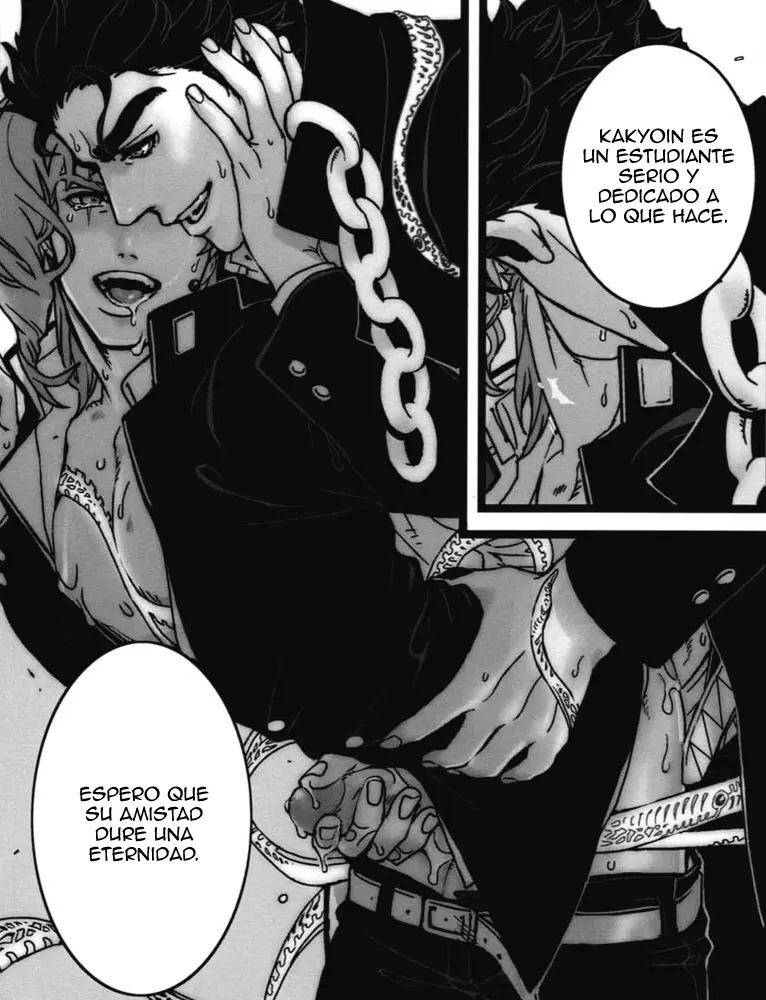 Image male,penis,2boys,male/male,male_only,yaoi,gay,masturbation,spanish_text,jojo's_bizarre_adventure,stardust_crusaders,friends,jotaro_kujo,noriaki_kakyoin