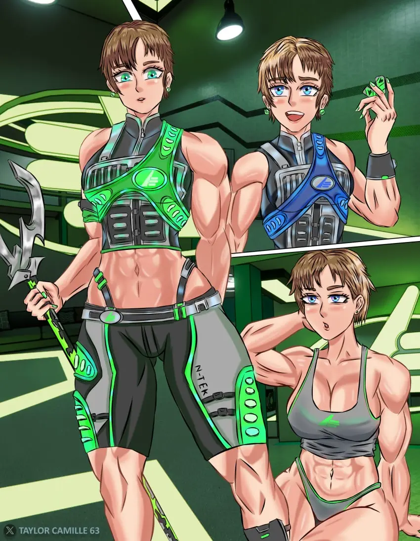 Image female, absurd_res, abs, tomboy, taller_girl, rule_63, muscles, genderswap_(mtf), genderswap, suit, muscle_girl, max_steel, max_steel_(character)