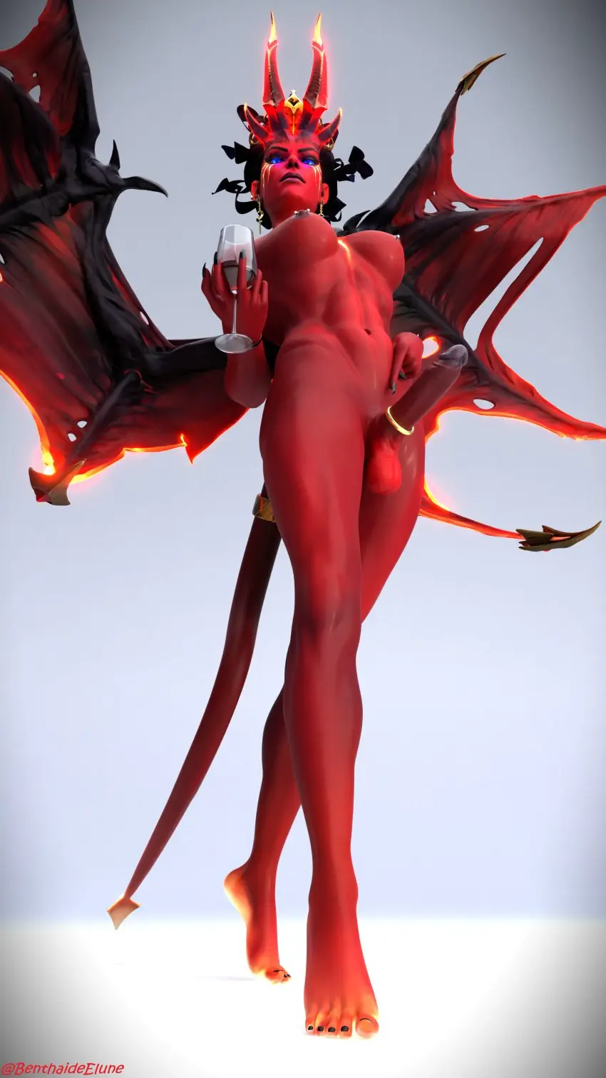 Image breasts,black_hair,blue_eyes,1futa,futanari,intersex,muscular,feet,horns,wings,tagme,futa_only,3d,blender,3d_(artwork),red_skin,nipple_piercing,abs,black_nails,foot_focus,muscular_futa,dota_2,queen_of_pain,benthaideelune,glass_of_wine