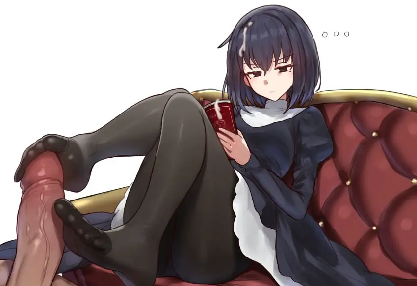 Image 1girls,breasts,female,light-skinned_female,light_skin,1boy,black_hair,blue_eyes,male,penis,short_hair,uncensored,feet,huge_cock,foot_fetish,footjob,foot_focus,kuonji_alice,mahou_tsukai_no_yoru,ebora,youngmanisdown