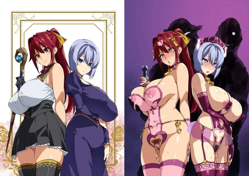 Image big_breasts,blush,breasts,brown_eyes,female,nipples,2girls,blue_eyes,blue_hair,heart-shaped_pupils,male,sweat,red_hair,faceless_male,censored,wet_pussy,collar,female_pubic_hair,pussy_juice_drip,younger_female,cheating,netorare,ntr,before_and_after,functionally_nude_female,nun,mind_break,cheating_girlfriend,arika_(bakunyuu_party),bakunyuu_party,takeda_hiromitsu,rietta_(bakunyuu_party)