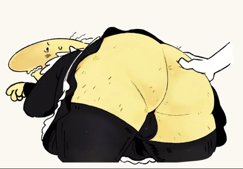 Image 1boy,male,ass,big_ass,male_only,fat_ass,scared,maid,maid_uniform,ass_focus,ass_grab,no_humans,non-human,skirt_lift,nervous,hairy,hairy_male,non-human_only,anon,disembodied_hand,behind_view,crossdressing_male,hairy_ass,smiling_friends,charlie_(smiling_friends),tummiesandsuch