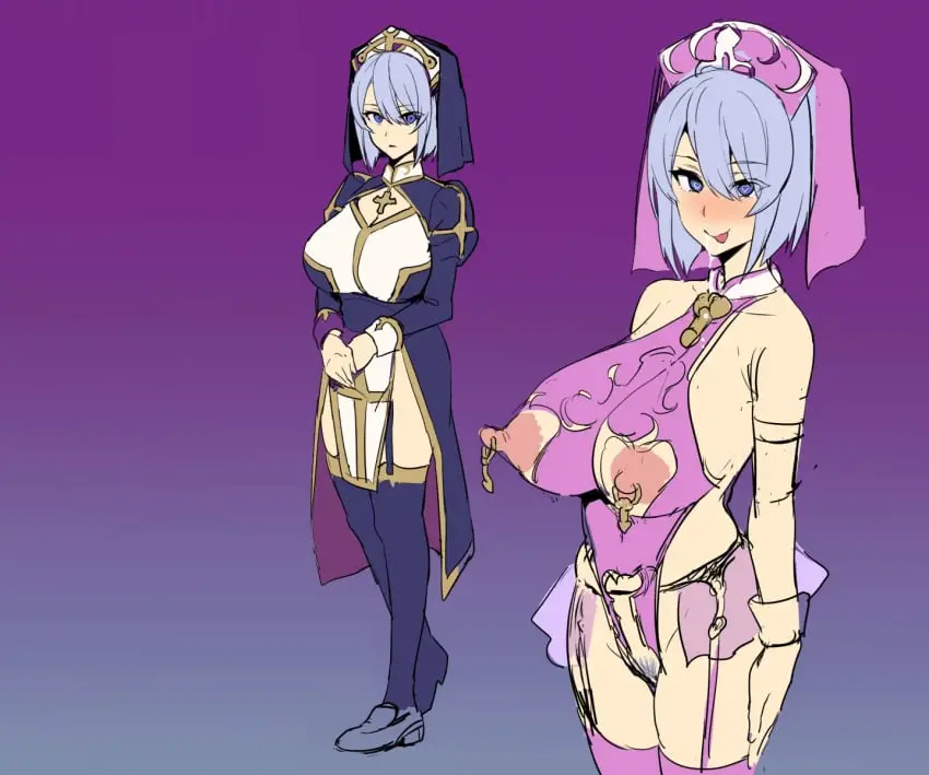 Image 1girls,big_breasts,blush,breasts,brown_eyes,female,female_only,nipples,blue_eyes,blue_hair,heart-shaped_pupils,short_hair,sweat,thighhighs,red_hair,seductive_smile,thick_thighs,pink_nipples,drooling,2d,collar,female_pubic_hair,nipple_piercing,younger_female,cheating,netorare,ntr,before_and_after,functionally_nude_female,nun,mind_break,corruption,corrupted,cheating_girlfriend,hard_nipples,bakunyuu_party,takeda_hiromitsu,nun_hat,rietta_(bakunyuu_party)