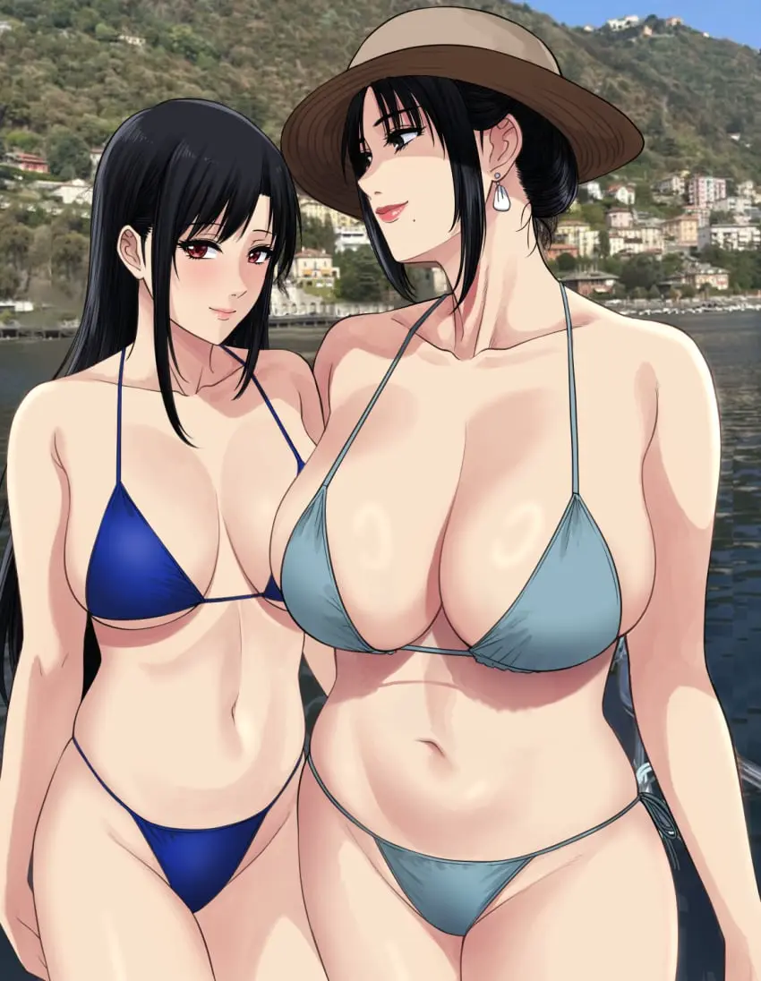 Image big_breasts,breasts,female,female_only,large_breasts,long_hair,red_eyes,smile,2girls,black_hair,multiple_girls,short_hair,bikini,earrings,hat,headwear,milf,cleavage,hair,huge_breasts,lips,original,mole,mature_female,mole_under_eye,black_eyes,white_bikini,ear_piercing,bikini_top,mother,blue_bikini,thick_lips,mature,bikini_bottom,original_characters,mother_and_daughter,mother_daughter_boob_envy_(meme),swimwear,topwear,meme,daughter,bottomwear,sun_hat,xtermination,nate_(xter),naye_(xter),nush_(xter)