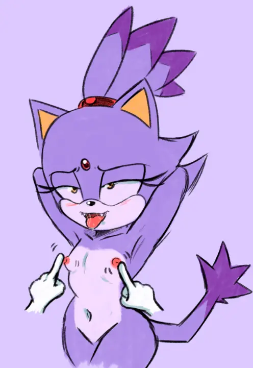 Image breasts,female,nipples,simple_background,solo,nude,tail,small_breasts,solo_focus,anthro,fur,mammal,feline,sega,sonic_(series),sonic_the_hedgehog_(series),felid,nipple_fetish,nipple_play,akuzaguy,blaze_the_cat