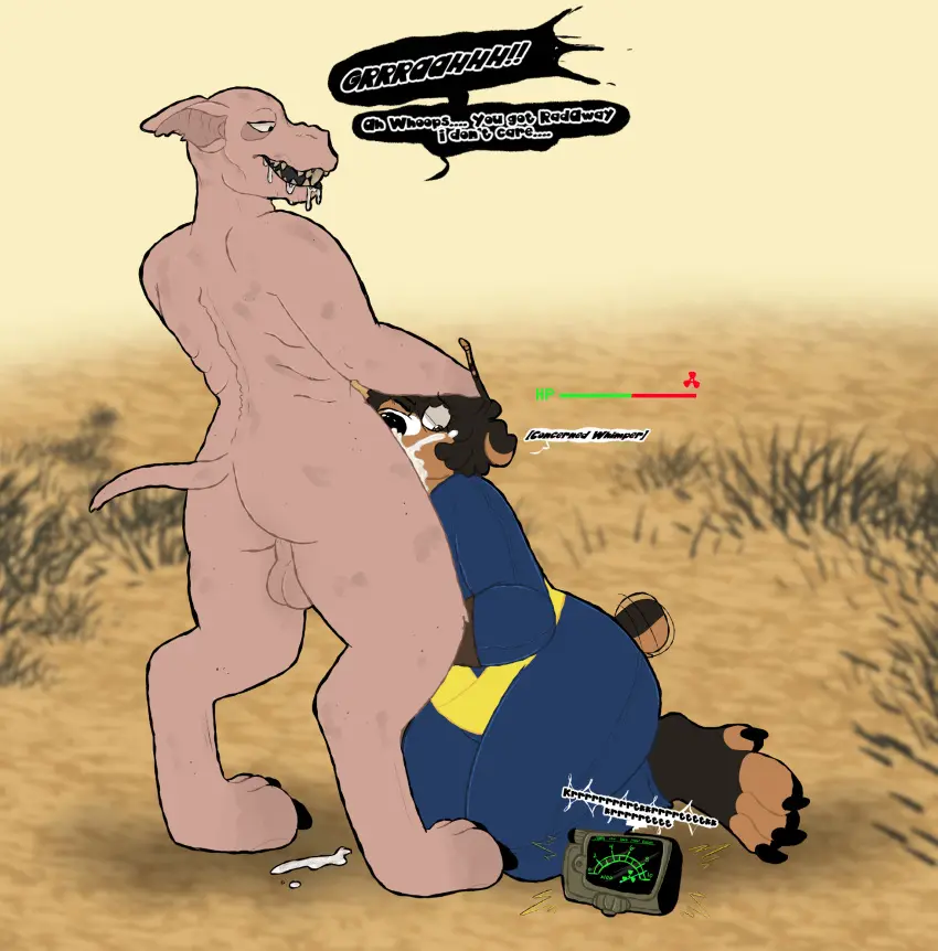 Image clothed,clothing,hi_res,cum,male,oral,sex,duo,fellatio,male/male,balls,anthro,text,penetration,genital_fluids,bodily_fluids,canid,canine,genitals,mammal,english_text,oral_penetration,penile,bethesda_softworks,fallout,microsoft,radiation_symbol,symbol,sstinkies,undead,ghoul_(fallout),pip-boy,hazard_symbol,brutus_(sstinkies),geiger_counter,jackweiler