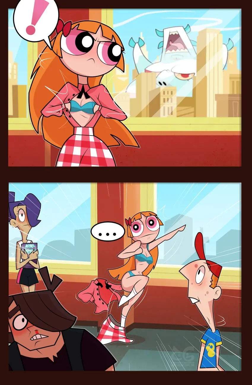 Image female,long_hair,underwear,embarrassed,orange_hair,aged_up,skirt_removed,socks,skirt,clothing_aside,embarrassed_female,nosebleed,undressing,blouse,toonami,cartoon_network,artstyle_imitation,powerpuff_girls,unaware_exhibitionist,euf,blossom_(powerpuff_girls),blouse_removed,toongrowner