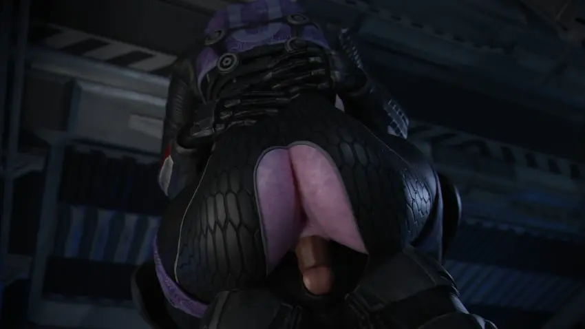 Image female, male, sex, thick_thighs, athletic, wide_hips, purple_skin, vaginal_penetration, 3d, tight_clothing, partially_clothed, standing_sex, athletic_female, carrying, mass_effect, quarian, tali'zorah_nar_rayya, suit, commander_shepard, facelesstrigger