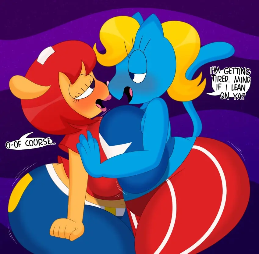 Image big_breasts,breasts,female,2girls,big_ass,huge_ass,huge_breasts,anthro,canon_couple,dialogue,yuri,2024,breast_squish,lesbian,sony_interactive_entertainment,lammy_lamb,parappa_the_rapper,um_jammer_lammy,katy_kat,lesbian_couple,lesbians,3barts