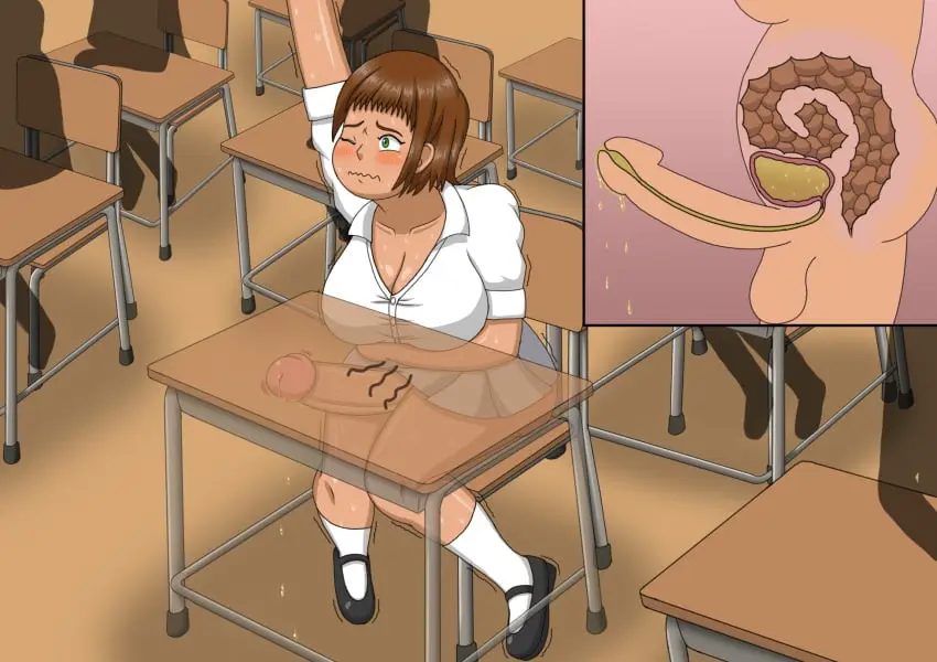 Image sweat,1futa,futanari,intersex,school_uniform,futa_only,brown_hair,holding,mostly_nude,peeing,scat,omorashi,ineffective_clothing,ineffective_skirt,urine,desperation,papergami,have_to_pee,urine_in_bladder