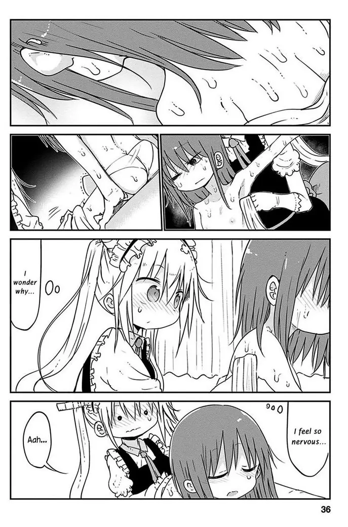 Image blush,brown_eyes,female,human,canon_couple,yuri,interspecies,blush_lines,flat_chest,flat_chested,greyscale,dragon_girl,official_art,sexually_suggestive,kobayashi-san_chi_no_maidragon,miss_kobayashi's_dragon_maid,canonical_scene,manga,manga_page,manga_style,tohru_(dragon_maid),wiping_sweat,kobayashi,cool-kyou_shinja,sick,nursing