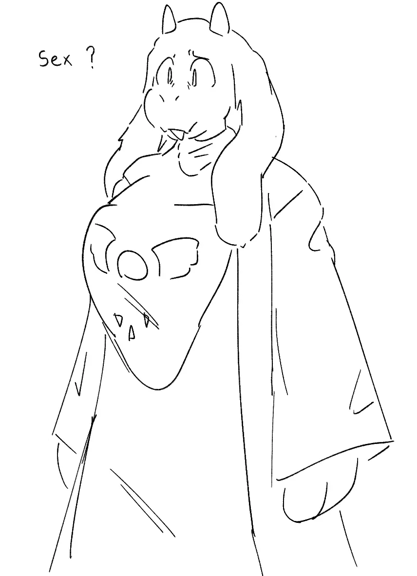 Image clothing,female,solo,anthro,text,dialogue,line_art,toriel,undertale_(series),question_mark,robe,catjam_(artist),explicit_text,uncertain