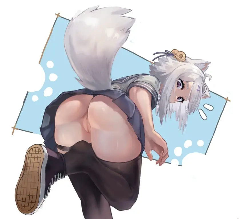 Image 1girls,female,female_only,light-skinned_female,light_skin,solo,white_hair,animal_ears,pussy,tail,thighhighs,ass,cat_ears,catgirl,virtual_youtuber,tagme,animal_tail,cat_tail,skirt,no_panties,surprised,surprise,surprised_expression,indie_virtual_youtuber,upskirt,nekomimi,kenonomimi,bottomless_skirt,no_panties_under_skirt,wersman,filian,filian_(vtuber),shoe_dangle