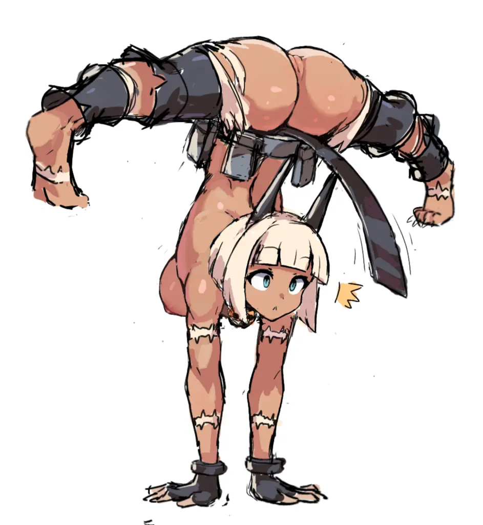 Image 1girls,breasts,female,female_only,large_breasts,nipples,simple_background,solo,white_background,white_hair,blue_eyes,gloves,nude,pussy,short_hair,ass,big_ass,big_butt,uncensored,cat_ears,catgirl,feet,tan_skin,sideboob,from_behind,blonde_hair,spread_legs,tanned_skin,back,collar,soles,claws,belt,hanging_breasts,fingerless_gloves,torn_clothes,full_body,toned,toned_female,cleft_of_venus,flexible,skullgirls,splits,looking_at_object,fat_mons,nadia_fortune,cat_bell,handstand,belt_pouch,median_furrow,naked_belt,wersman