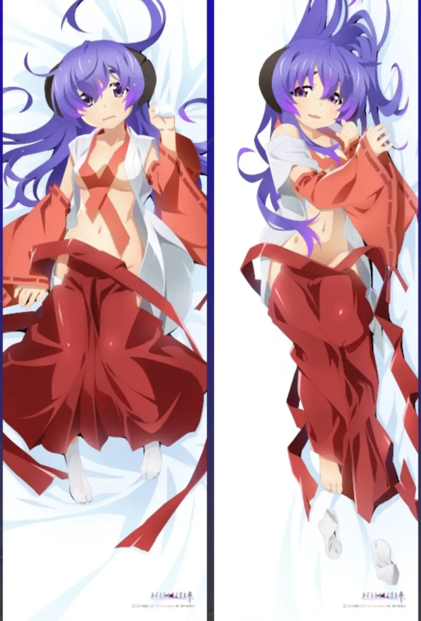 Image breasts,female,long_hair,open_mouth,smile,thighs,barefoot,feet,embarrassed,bare_shoulders,belly_button,nipples_covered,purple_eyes,socks,purple_hair,toes,dakimakura,offscreen_character,white_socks,07th_expansion,higurashi_no_naku_koro_ni,priestess,dakimakura_design,socks_removed,dress_removed,hanyuu