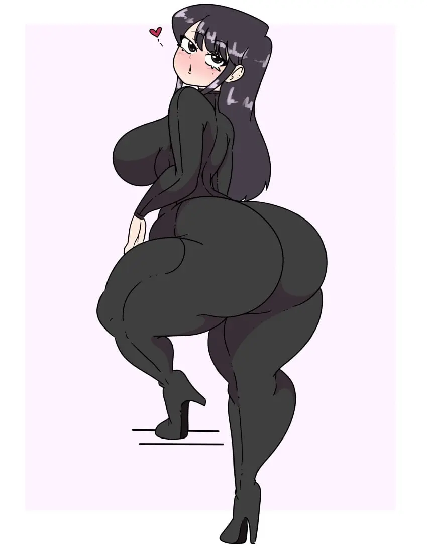 Image 1girls,big_breasts,blush,breasts,female,female_only,looking_at_viewer,solo,white_background,ass,big_ass,big_butt,looking_back,thick_thighs,thighs,wide_hips,solo_female,solo_focus,fat_ass,thick_ass,high_heels,large_ass,blush_lines,inakotho,komi-san_wa_komyushou_desu,komi_shouko
