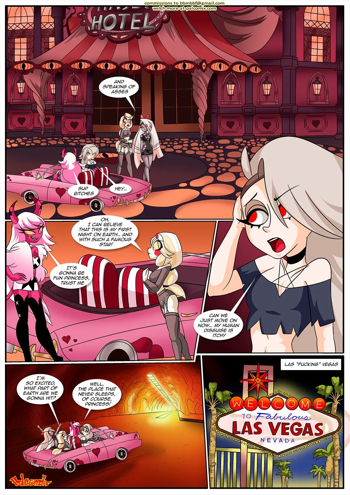 Image breasts,female,text,tagme,canon_couple,comic,yuri,english_text,lesbian,hazbin_hotel,helluva_boss,loona_(helluva_boss),4girls,charlie_morningstar_(hazbin_hotel),vaggie_(hazbin_hotel),bbmbbf,palcomix,page_2,verosika_mayday_(helluva_boss),human_verosika_mayday,human_loona,hell_of_a_night