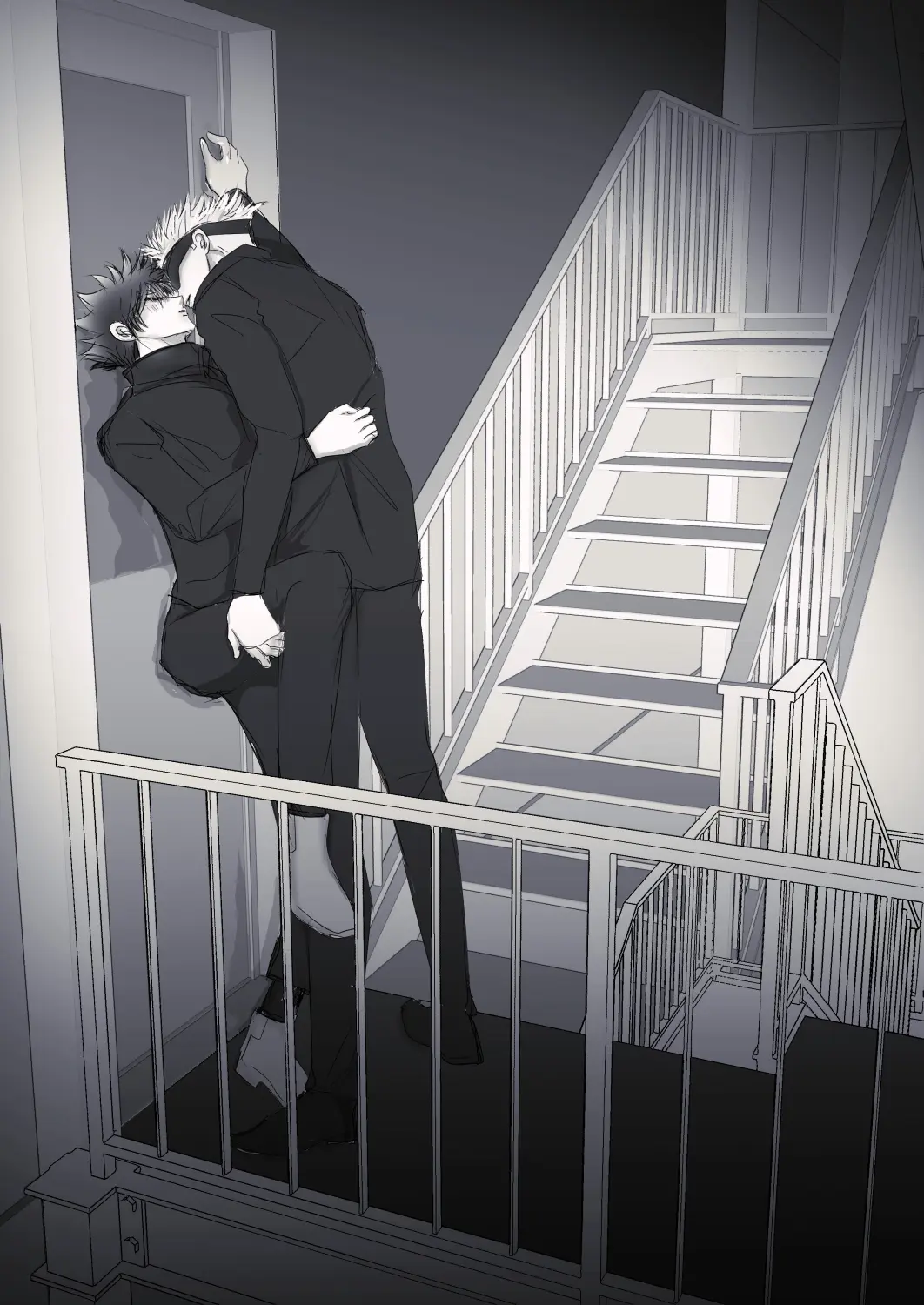 Image male, 2boys, male/male, male_only, yaoi, gay, horny_male, kissing, jujutsu_kaisen, satoru_gojo, fushiguro_megumi