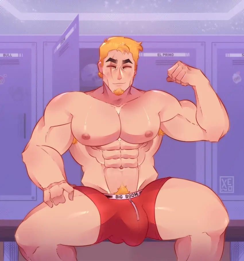Image blush,hi_res,nipples,smile,solo,1boy,male,navel,nude,penis,short_hair,underwear,thick_thighs,thighs,muscular,muscular_male,male_only,yaoi,balls,nude_male,blonde_hair,naked,sitting,closed_eyes,gay,pubic_hair,bara,bulge,erection_under_clothes,male_nipples,underwear_only,big_balls,flaccid,pecs,blushing_at_viewer,erect_penis,2024,solo_male,abs,brawl_stars,scar,blush_lines,pectorals,muscles,gay_male,facial_hair,locker_room,armpit_hair,muscular_chest,boxers_(clothing),very_short_hair,red_underwear,scar_across_eye,grom_(brawl_stars),erected,kheog