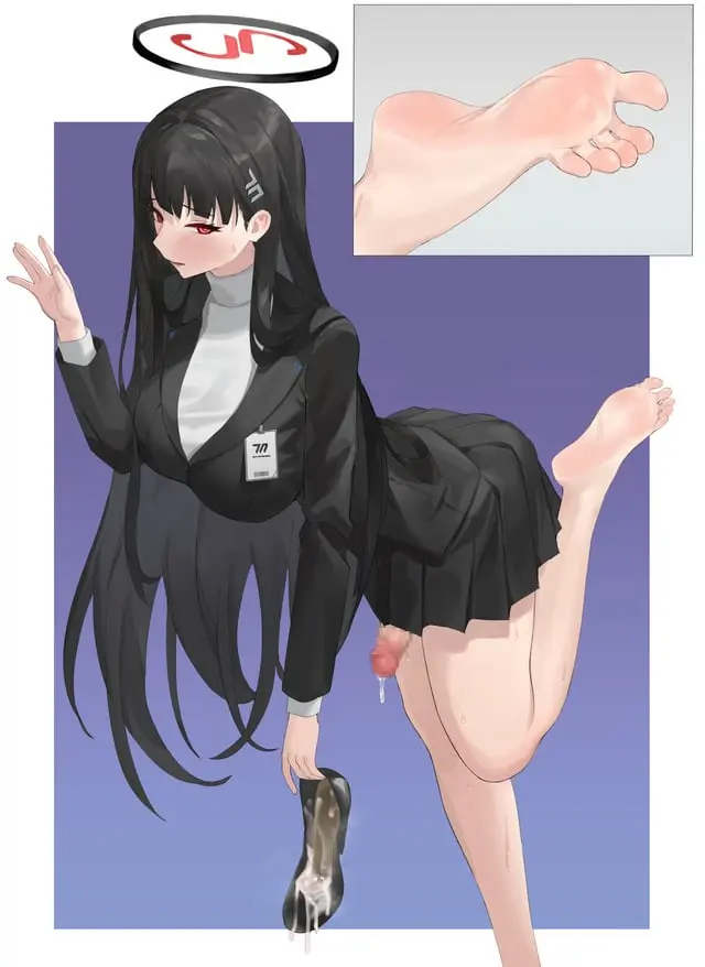 Image big_breasts,blush,breasts,clothed,clothing,hair_ornament,highres,human,large_breasts,light_skin,long_hair,mostly_clothed,red_eyes,smile,solo,absurdres,black_hair,cum,penis,blue_archive,ass,1futa,barefoot,futanari,intersex,light-skinned_futa,feet,tagme,legs,hairclip,halo,futa_only,censored,sweatdrop,bent_over,cumdrip,skirt,soles,high_heels,pleated_skirt,jacket,bottomless,:d,leg_up,lowres,sweater,turtleneck,turtleneck_sweater,toes,knees_together_feet_apart,shoes_removed,shoes,foot_focus,paid_reward_available,black_footwear,commentary,blazer,bare_legs,millennium_science_school_student,smell,millennium_science_school_logo_(blue_archive),rio_(blue_archive),seminar_(blue_archive),seminar_president,white_pupils,foot_out_of_frame,footwear_fetish,cum_wearing,dorsiflexion,chuck_(harfmoondark),cum_in_shoe