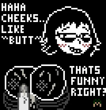 Image 1girls,blush,female,female_only,human,looking_at_viewer,1boy,male,big_ass,2d,tagme,stockings,self_upload,ass_focus,edit,undertale,pixel_art,undertale_(series),human_female,funny,frisk,female_frisk,undertale_au,ellisandarbros,mommymomorin,undertale_broken_memories