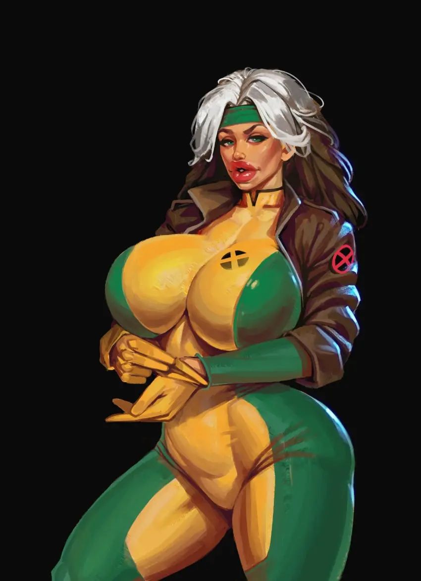 Image 1girls,big_breasts,breasts,female,female_only,large_breasts,long_hair,solo,white_hair,thighs,two_tone_hair,wide_hips,hips,solo_female,hair,huge_breasts,green_eyes,lips,brown_hair,alternate_version_available,bimbo,tight_clothing,jacket,thick_lips,bodysuit,marvel,marvel_comics,x-men,anna_marie,rogue_(x-men),plump_lips,bimbo_lips,big_lips,puffy_lips,boobsgames