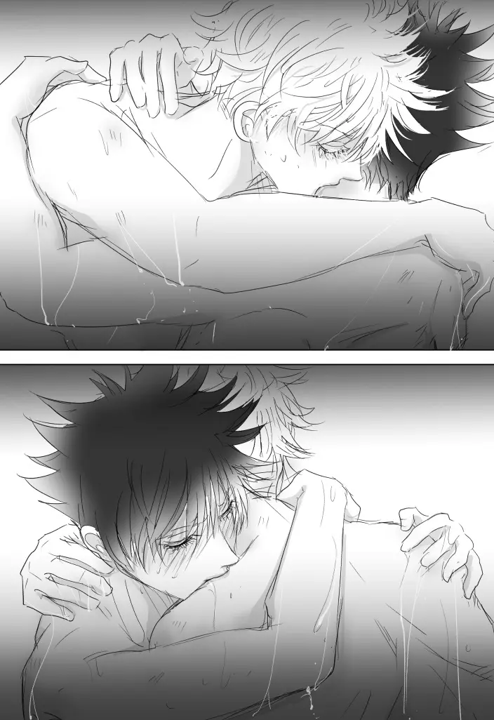 Image male,nude,2boys,male/male,male_only,yaoi,nude_male,gay,looking_pleasured,hugging,jujutsu_kaisen,offscreen_sex,satoru_gojo,fushiguro_megumi