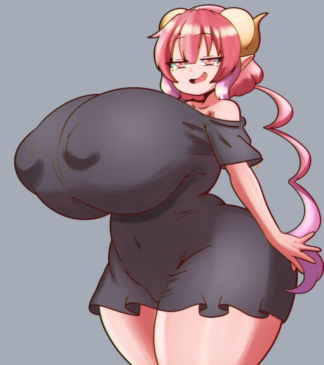 Image 1girls,breasts,female,female_only,solo,cute_fang,colored,thick_thighs,wide_hips,huge_breasts,gigantic_breasts,half-closed_eyes,smug,mole_under_eye,thick_hips,edit,erect_nipples,nipple_bulge,huge_nipples,miss_kobayashi's_dragon_maid,gigantic_thighs,inakotho,naughty_smile,mewmaster93,ilulu_(dragon_maid),ilulu_(miss_kobayashi's_dragon_maid)