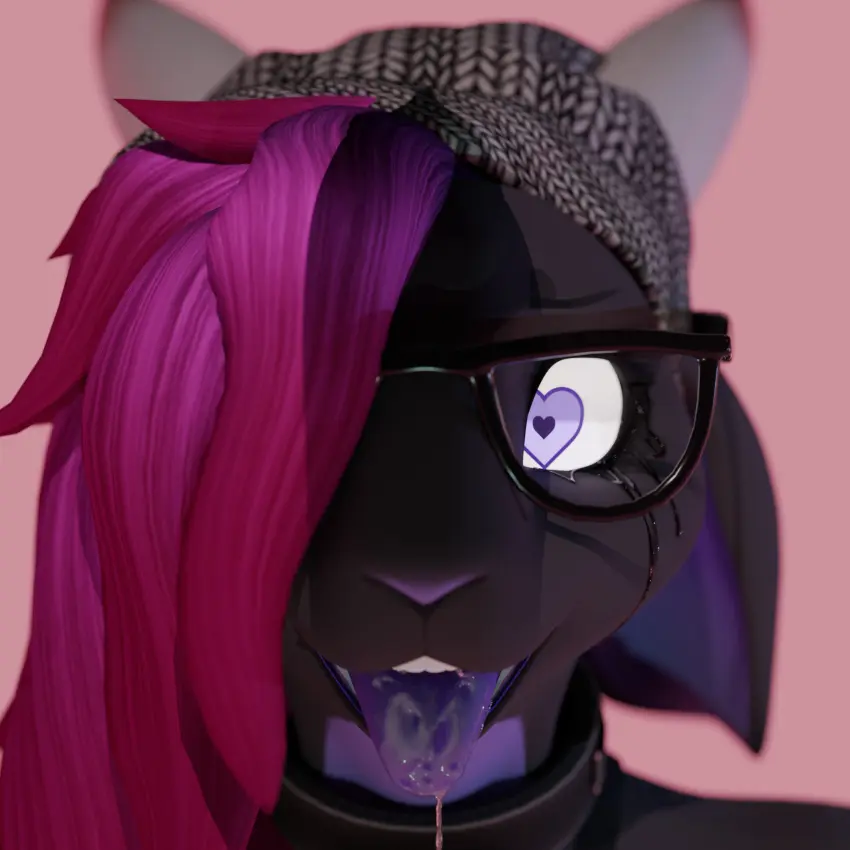 Image clothing,female,hi_res,looking_at_viewer,open_mouth,simple_background,smile,solo,tongue_out,tongue,hat,headwear,headgear,drooling,eyewear,glasses,hair,anthro,ahe_gao,absurd_res,looking_pleasured,saliva,3d,collar,bodily_fluids,fur,mammal,horn,makeup,tears,bovid,heart_symbol,beanie,caprine,goat,heart_eyes,penis_shadow,pupils,tears_of_pleasure,unusual_pupils,running_makeup,running_mascara,blair_(unmakeyourself),unmakeyourself_(artist)
