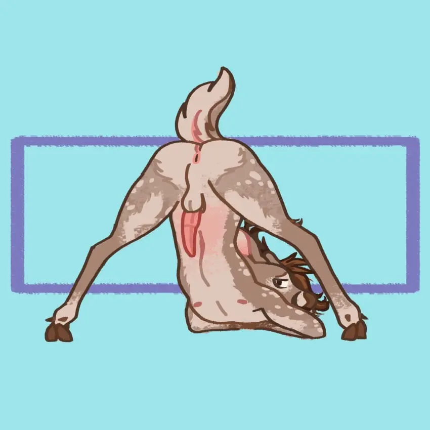 Image hi_res,looking_at_viewer,nipples,simple_background,solo,male,navel,penis,sweat,tail,2021,blue_background,looking_back,erection,digital_drawing_(artwork),digital_media_(artwork),eyebrows,balls,hair,anthro,tan_body,anus,spread_legs,spreading,half-closed_eyes,pose,brown_hair,sweatdrop,bodily_fluids,fur,genitals,mammal,snout,rear_view,horn,antlers,narrowed_eyes,brown_fur,deer,animal_genitalia,animal_penis,hooves,tan_fur,brown_body,short_tail,looking_back_at_viewer,perineum,full-length_portrait,portrait,pink_penis,male_anthro,pink_anus,jack-o'_pose,scut_tail,flat_colors,pink_inner_ear,unguligrade,brown_nose,new_world_deer,dock_(anatomy),cervine_genitalia,cervine_penis,brown_hooves,dyyrlysh,kristoffer_everglade,white-tailed_deer,brown_antlers,krita_(artwork)