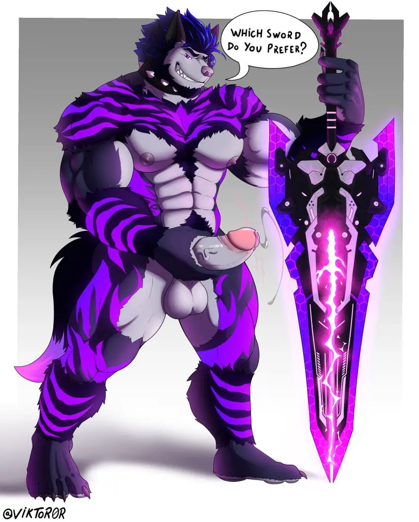 Image hi_res,looking_at_viewer,nipples,simple_background,smile,solo,blue_hair,male,nude,penis,tail,black_tail,humanoid_penis,muscular,muscular_male,watermark,yaoi,shadow,teeth,balls,hair,anthro,veiny_penis,purple_fur,text,absurd_res,purple_eyes,bara,presenting,genital_fluids,collar,bodily_fluids,canid,canine,canis,fur,genitals,grey_body,grey_fur,holding_object,mammal,multicolored_body,multicolored_fur,precum,wolf,claws,pecs,toe_claws,black_body,final_fantasy,motion_lines,english_text,final_fantasy_xiv,precum_string,purple_body,abs,front_view,humanoid_genitalia,smirk,big_muscles,holding_weapon,weapon,vein,arm_tuft,fluffy,fluffy_tail,glans,markings,tuft,hybrid,felid,pubes,spikes,glowing,muscles,square_enix,black_fur,collar_only,spiked_collar,holding_penis,presenting_penis,chest_tuft,multicolored_tail,leg_tuft,fur_markings,glowing_body,glowing_markings,question,hrothgar,purple_tail,greatsword,purple_light,glowing_fur,plasma,viktor0r,wolfgar,zed_evermore