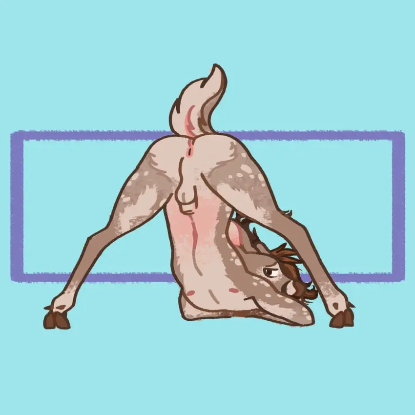 Image hi_res,looking_at_viewer,nipples,simple_background,solo,male,navel,sweat,tail,2021,blue_background,looking_back,digital_drawing_(artwork),digital_media_(artwork),eyebrows,balls,hair,anthro,tan_body,anus,spread_legs,spreading,half-closed_eyes,pose,brown_hair,sweatdrop,bodily_fluids,fur,genitals,mammal,snout,rear_view,horn,antlers,narrowed_eyes,brown_fur,deer,animal_genitalia,sheath,hooves,tan_fur,brown_body,short_tail,looking_back_at_viewer,perineum,full-length_portrait,portrait,male_anthro,pink_anus,jack-o'_pose,scut_tail,flat_colors,pink_inner_ear,unguligrade,fully_sheathed,brown_nose,new_world_deer,dock_(anatomy),cervine_genitalia,brown_hooves,dyyrlysh,kristoffer_everglade,white-tailed_deer,brown_antlers,krita_(artwork)
