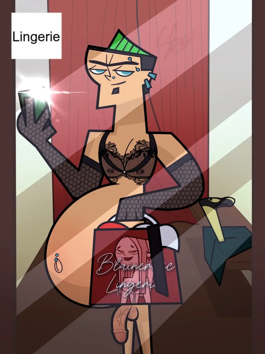 Image male,lingerie,pregnant,pregnant_belly,total_drama_island,pregnant_male,mirror_reflection,cock_out,mirror_selfie,mpreg,male_pregnancy,dressing_room,total_drama_(series),thestarry900,duncan_(tdi),blaineley_(tdi)