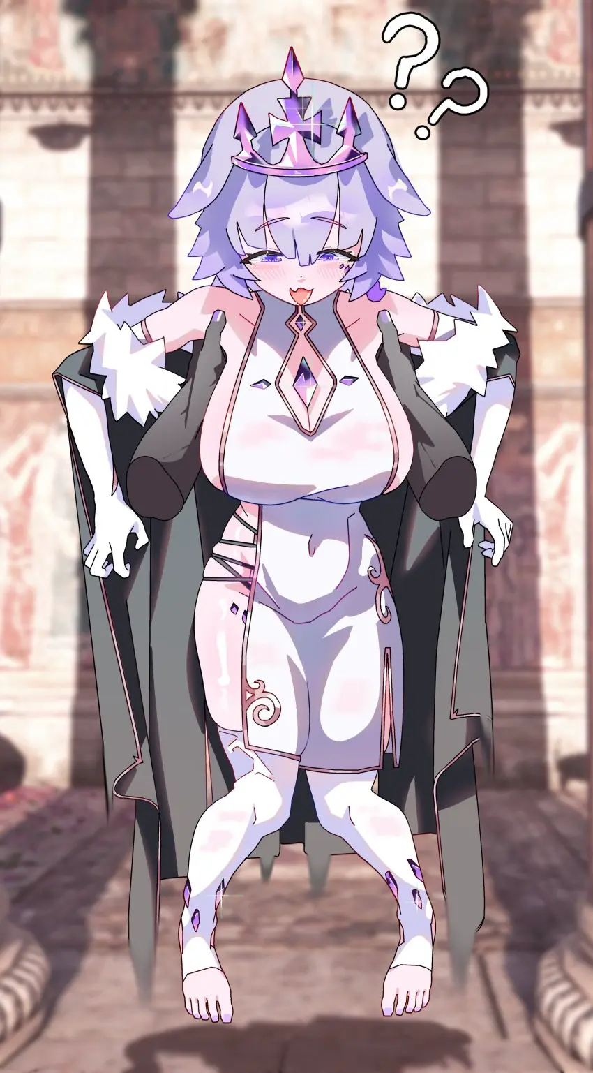 Image 1girls,blush,breasts,female,large_breasts,light-skinned_female,light_skin,open_mouth,1boy,male,short_hair,milf,virtual_youtuber,sideboob,dress,looking_down,hololive,holomilfs,black_skin,revealing_clothes,holding,shortstack,?,full_body,fully_clothed,hololive_english,lifting,lifting_person,confusion,confused,hololive_english_-advent-,??,thighs_together,black-skinned_male,flesh_fang,momseki,gurumie,pebble_(koseki_bijou)