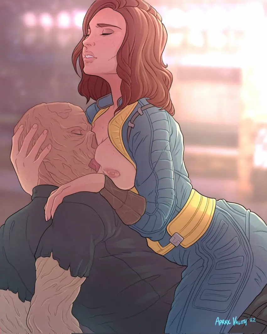 Image 1girls,breasts,breasts_out,female,1boy,male,freckles,pink_nipples,medium_breasts,original_character,closed_eyes,breast_sucking,sucking_nipples,freckles_on_breasts,breastfeeding,fallout,old_art,no_penetration,vault_girl,softcore,noseless,aprax_valith,fallout_(series),ghoul_(fallout),sole_survivor,sole_survivor_(female),fallout_4,licking_breast,wiseman_(fallout),small_nipples