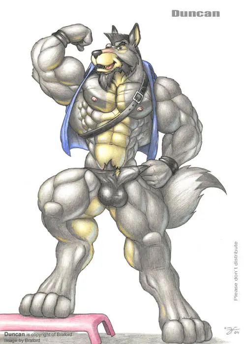 Image clothed,clothing,nipples,simple_background,smile,solo,white_background,black_hair,male,underwear,muscular,muscular_male,feet,pink_nipples,smiling_at_viewer,balls,hair,anthro,tan_body,pose,bulge,penis_outline,canid,canine,canis,fur,grey_body,grey_fur,mammal,wolf,muscular_anthro,5_fingers,black_nose,thong,fingers,genital_outline,big_muscles,toes,topwear,tan_fur,pubes,detailed_bulge,beard,torn_clothing,muscles,open_clothing,facial_hair,digitigrade,4_toes,traditional_media_(artwork),vest,balls_outline,countershading,open_topwear,open_vest,huge_muscles,flexing,black_beard,black_facial_hair,duncan_(braford)