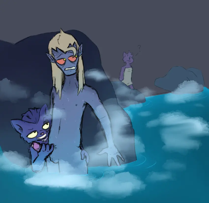 Image female,hi_res,red_eyes,blue_hair,male,nude,penis,yellow_eyes,sex,duo,humanoid,humanoid_penis,water,male/male,balls,hair,size_difference,anthro,nude_male,purple_fur,blonde_hair,elf,handjob,public,fur,genitals,mammal,feline,steam,blue_body,purple_body,towel,hot_spring,humanoid_genitalia,blue_fur,penile,felid,alien,blue_skin,hand_on_butt,alien_humanoid,exhibitionism,benny_(kosmokitty),jeremiah_(kosmokitty),jessie_(kosmokitty),kosmokitty