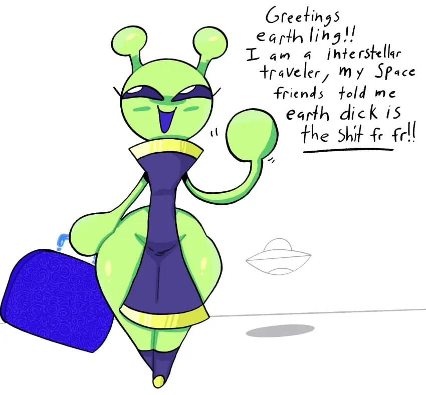 Image 1girls,female,white_background,voluptuous,wide_hips,text,original,original_character,curvy,curvy_body,curvy_female,curvy_figure,dialogue,curvaceous,oc,wide_thighs,alien,alien_girl,chinese_clothes,chinese_dress,china_dress,mullet,alien_only,ufo,greeting,lunabella_(mschaox6),mschaox6