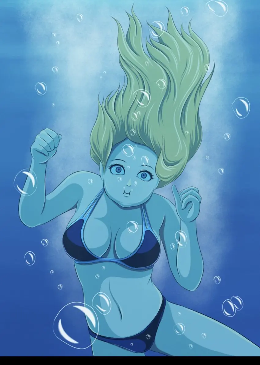 Image 1girls,big_breasts,breasts,female,blue_eyes,bikini,underwater,air_bubbles,geldibson